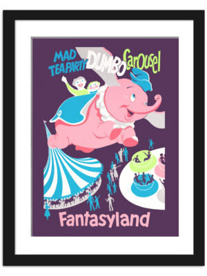 1955 vintage Disneyland poster of the Flying Dumbo attraction