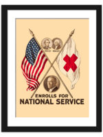 1919 World War I Red Cross propaganda poster featuring Presidents Lincoln and Washington