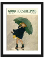 Vintage 1922 Good Housekeeping magazine cover featuring a girl with an umbrella