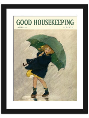 Vintage 1922 Good Housekeeping magazine cover featuring a girl with an umbrella
