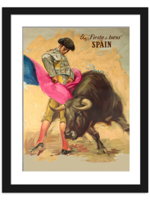 1920s Spanish Bullfighting Poster featuring a matador and bull in dramatic pose