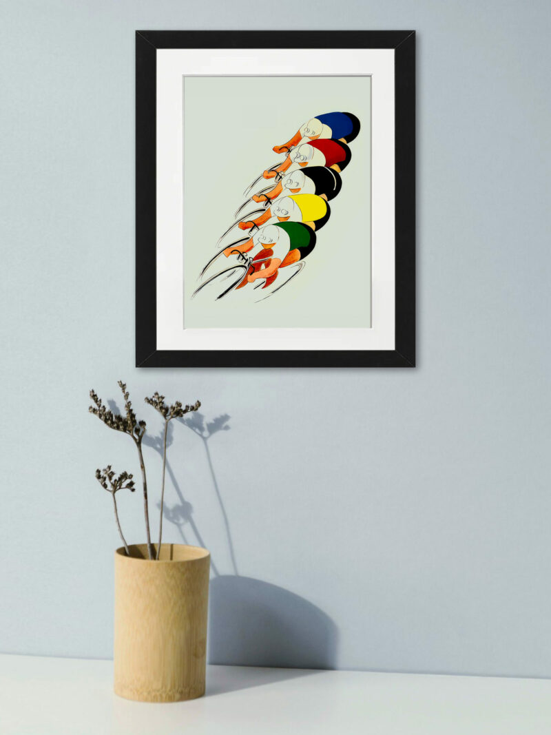 1947 UCI World Road Cycling Championships vintage poster with colorful cyclists in motion