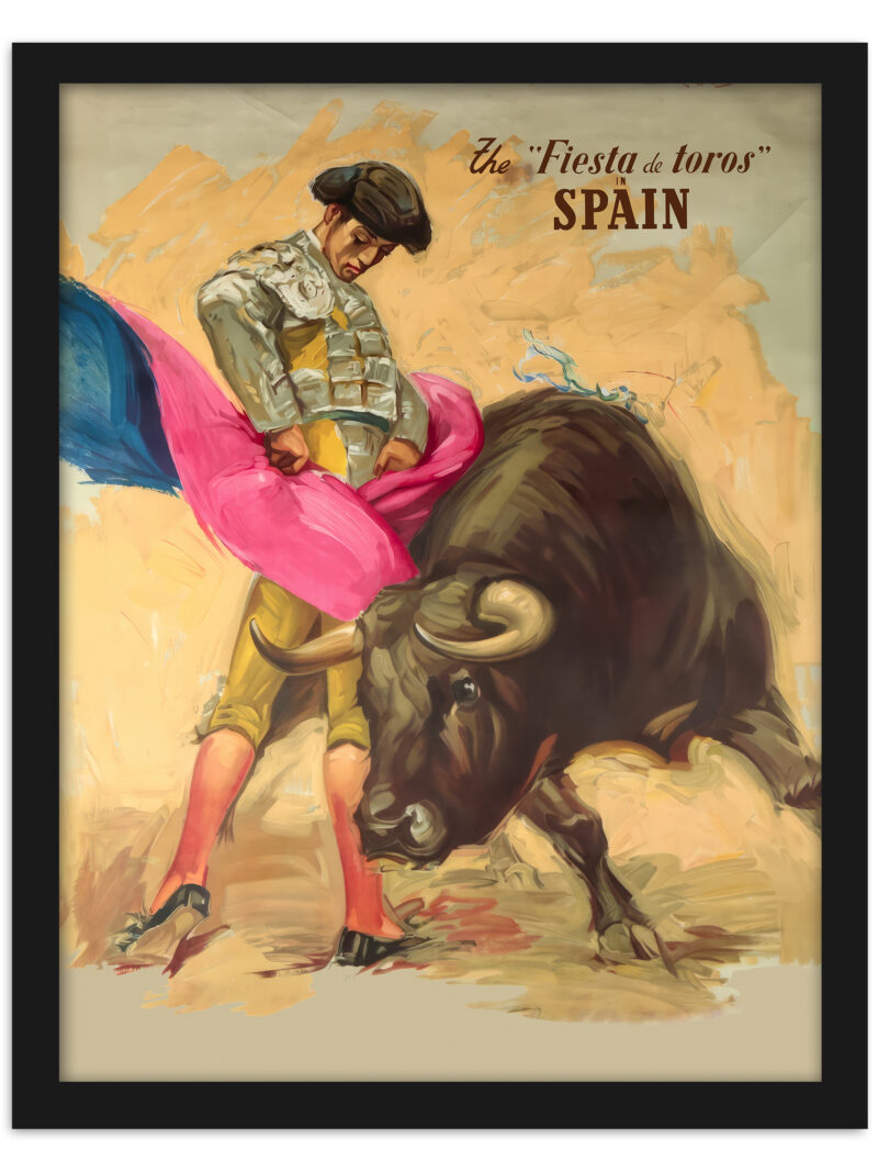 1920s Spanish Bullfighting Poster featuring a matador and bull in dramatic pose