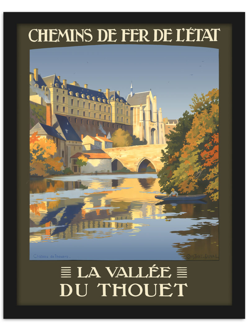 Vintage French Château de Thouars Poster in Autumn