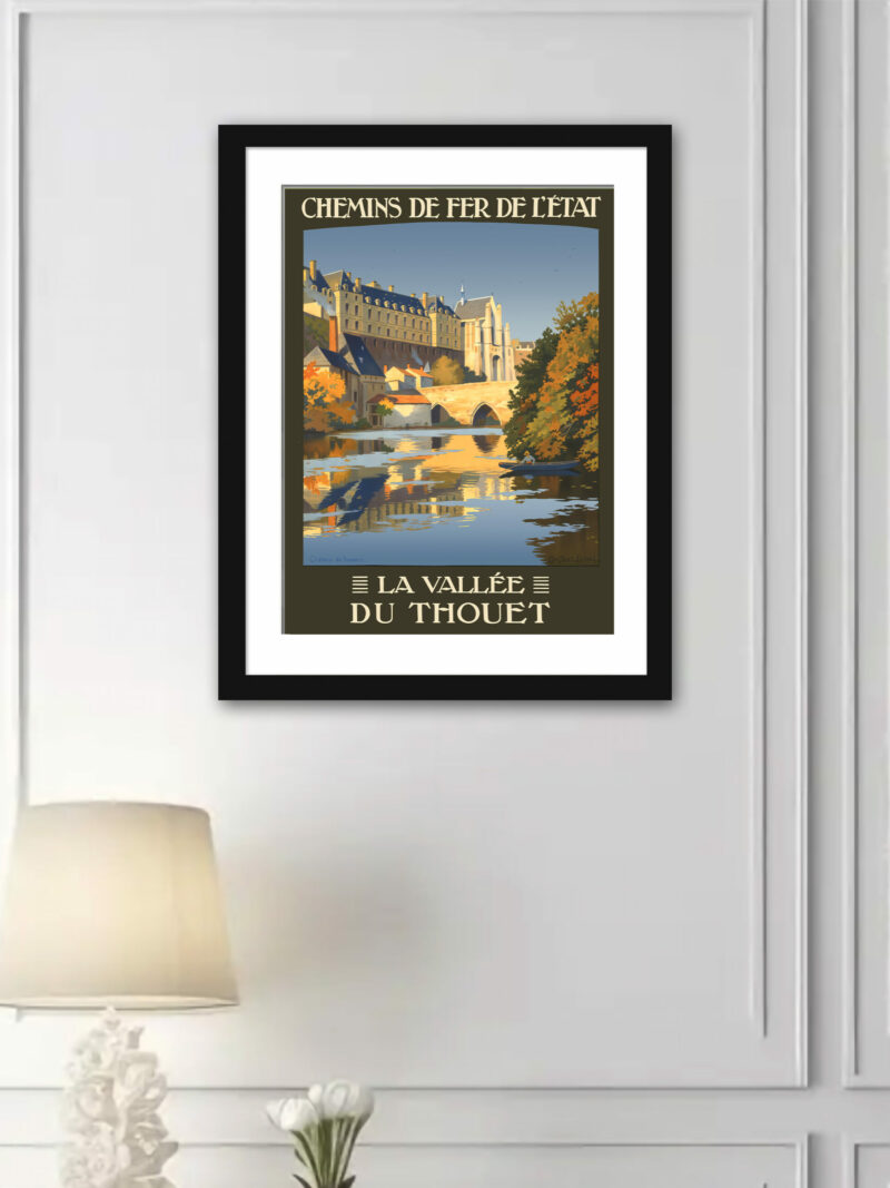 Vintage French Château de Thouars Poster in Autumn