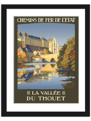 Vintage French Château de Thouars Poster in Autumn