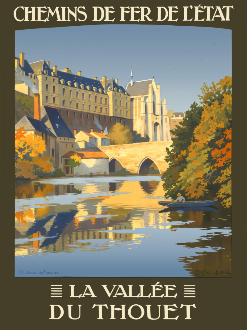 Vintage French Château de Thouars Poster in Autumn