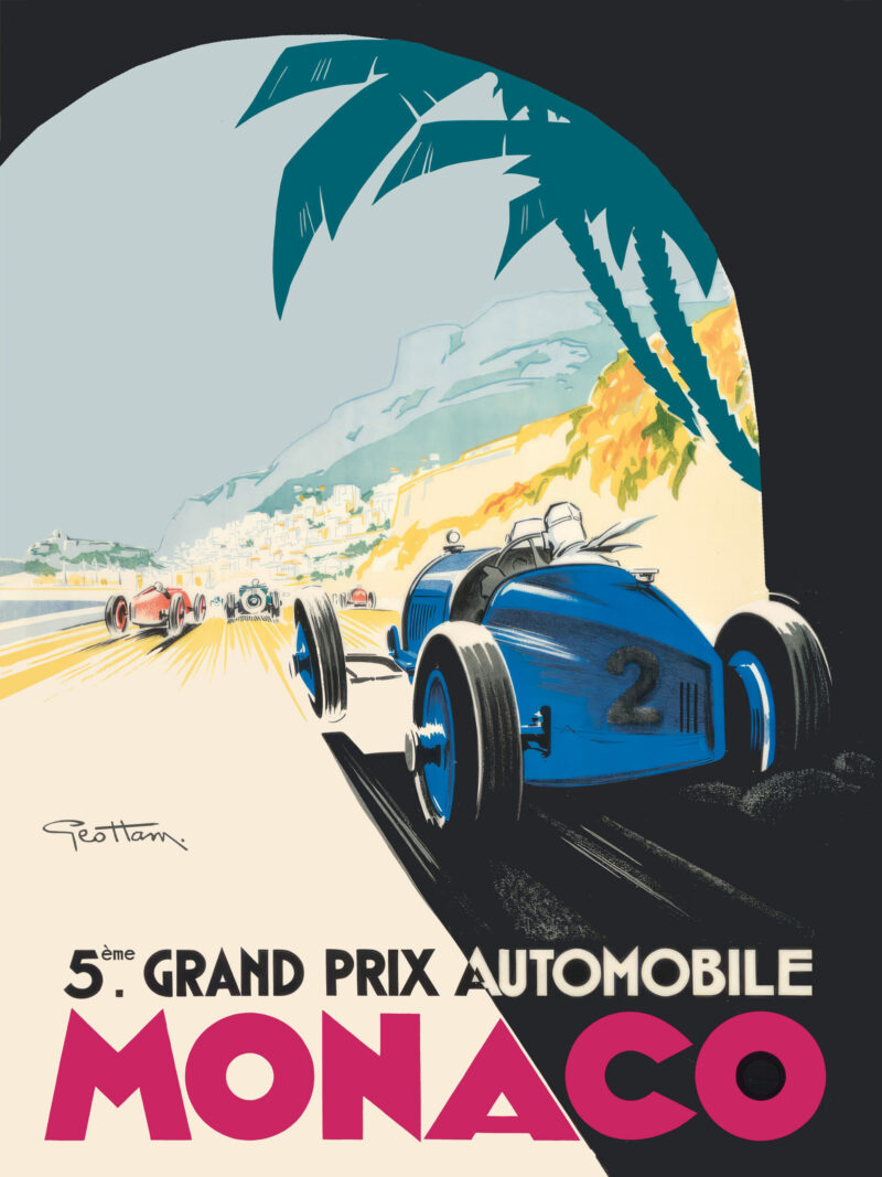 1933 Monaco Grand Prix Vintage Poster Reproduction