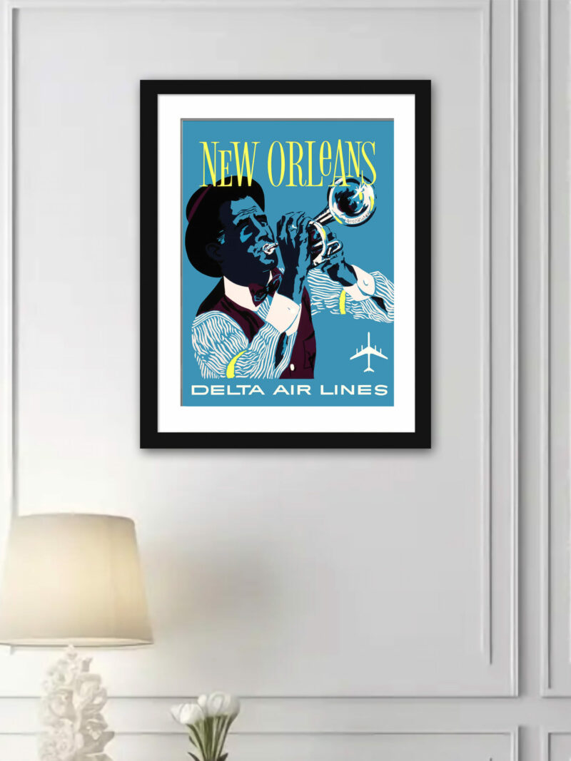 1960s Delta Air Lines New Orleans Jazz Poster