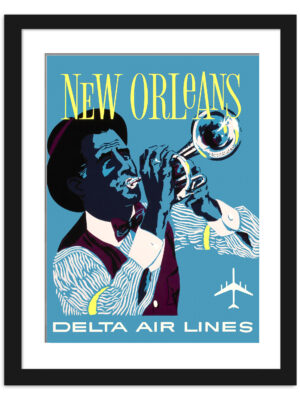 1960s Delta Air Lines New Orleans Jazz Poster