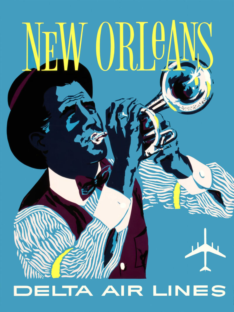 1960s Delta Air Lines New Orleans Jazz Poster