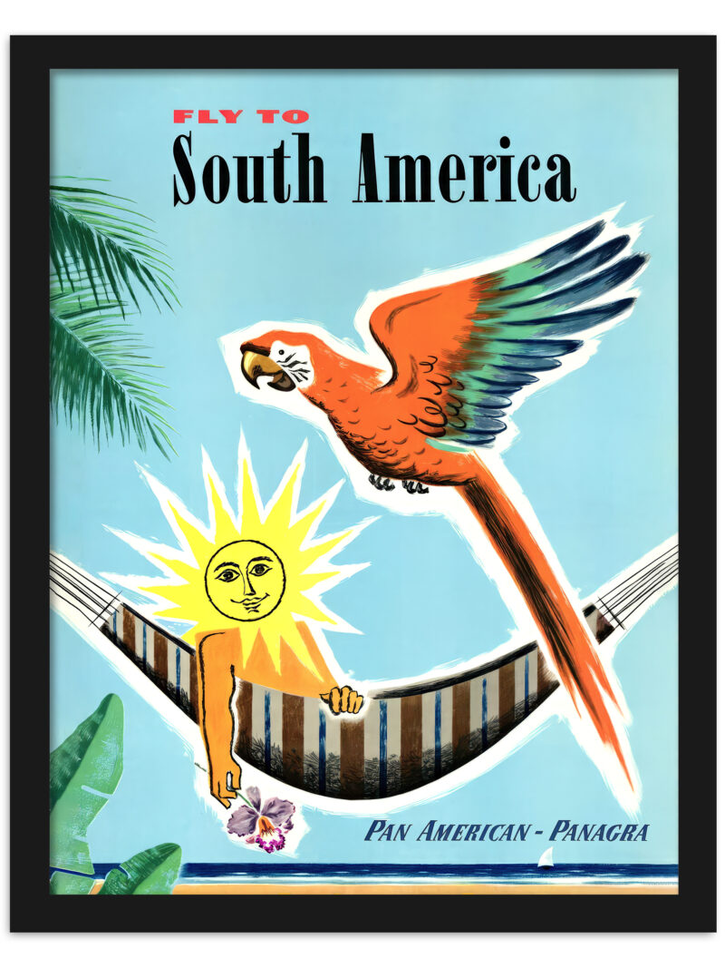 1952 Fly to South America Pan Am Travel Poster