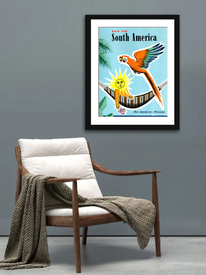 1952 Fly to South America Pan Am Travel Poster