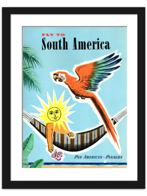 1952 Fly to South America Pan Am Travel Poster