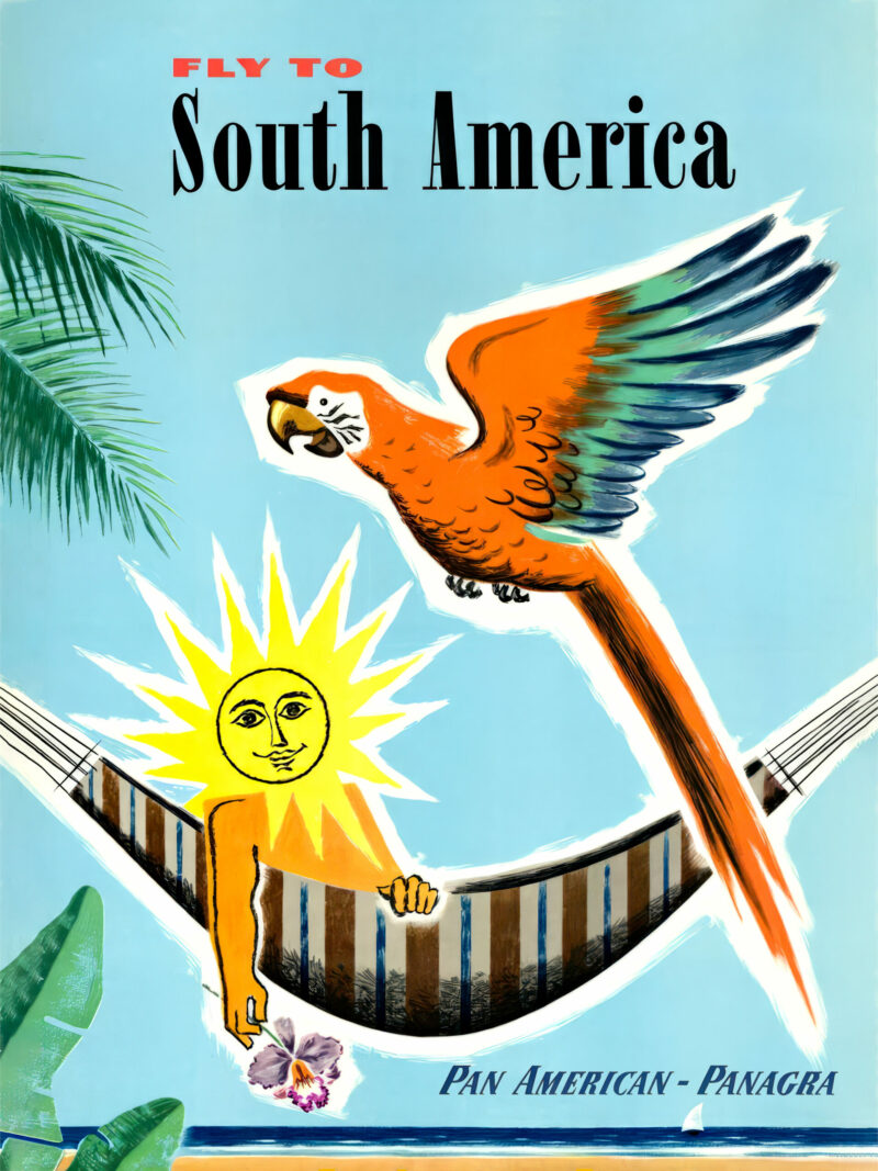 1952 Fly to South America Pan Am Travel Poster