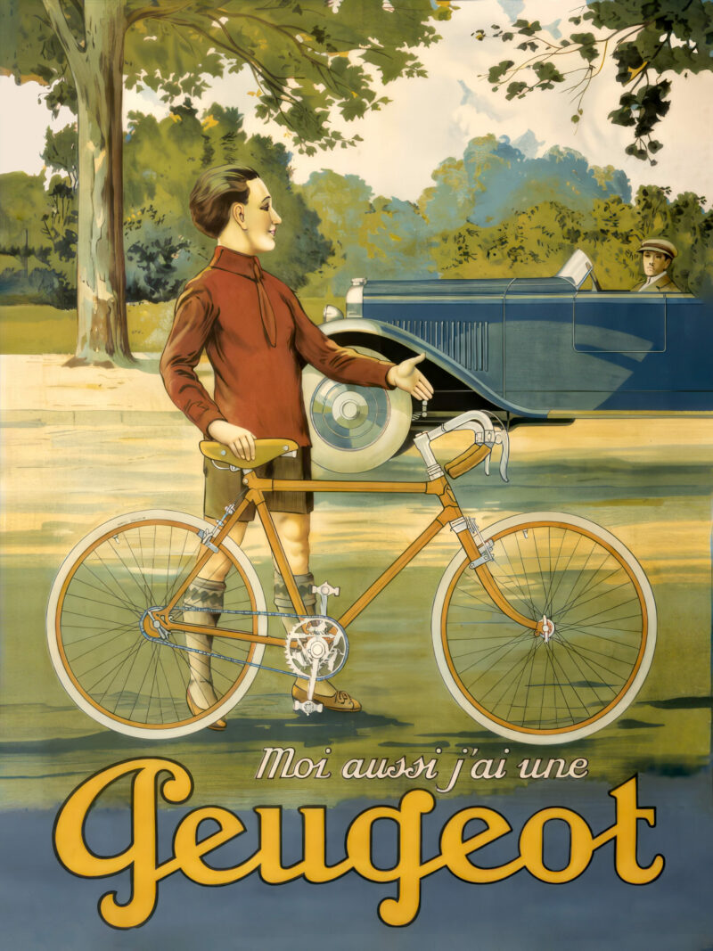 1930 Vintage French Peugeot Bicycle Poster