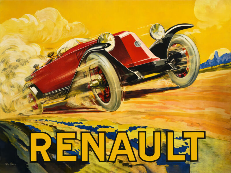 1920s Renault Convertible Art Deco Poster