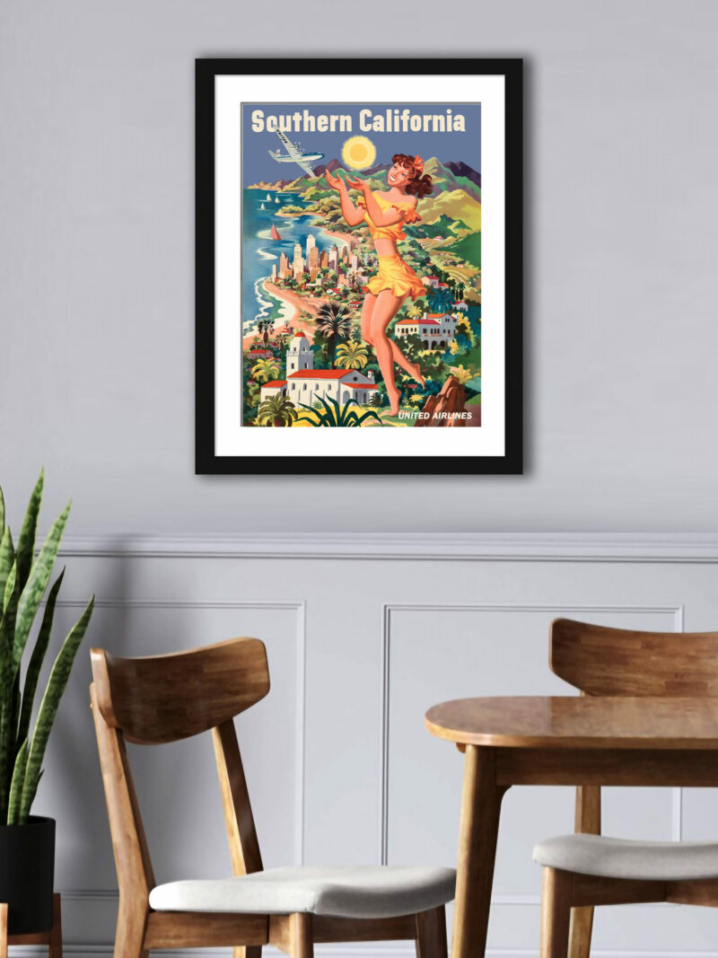 Vintage 1950s Southern California Airline Poster