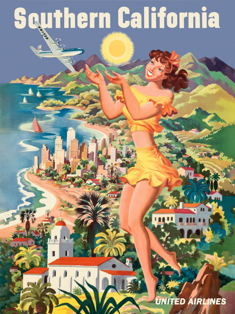 Vintage 1950s Southern California Airline Poster