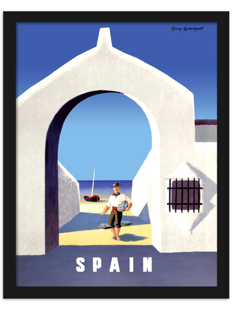 Vintage Spanish Coastal Scene Travel Poster