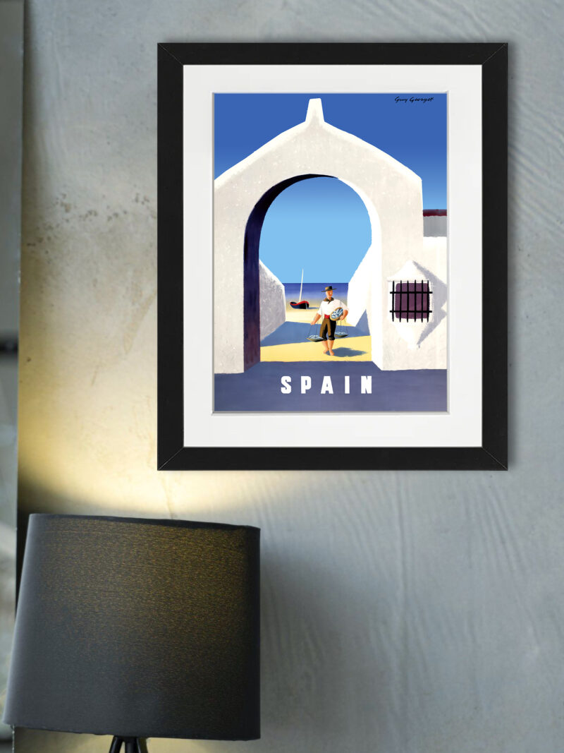 Vintage Spanish Coastal Scene Travel Poster