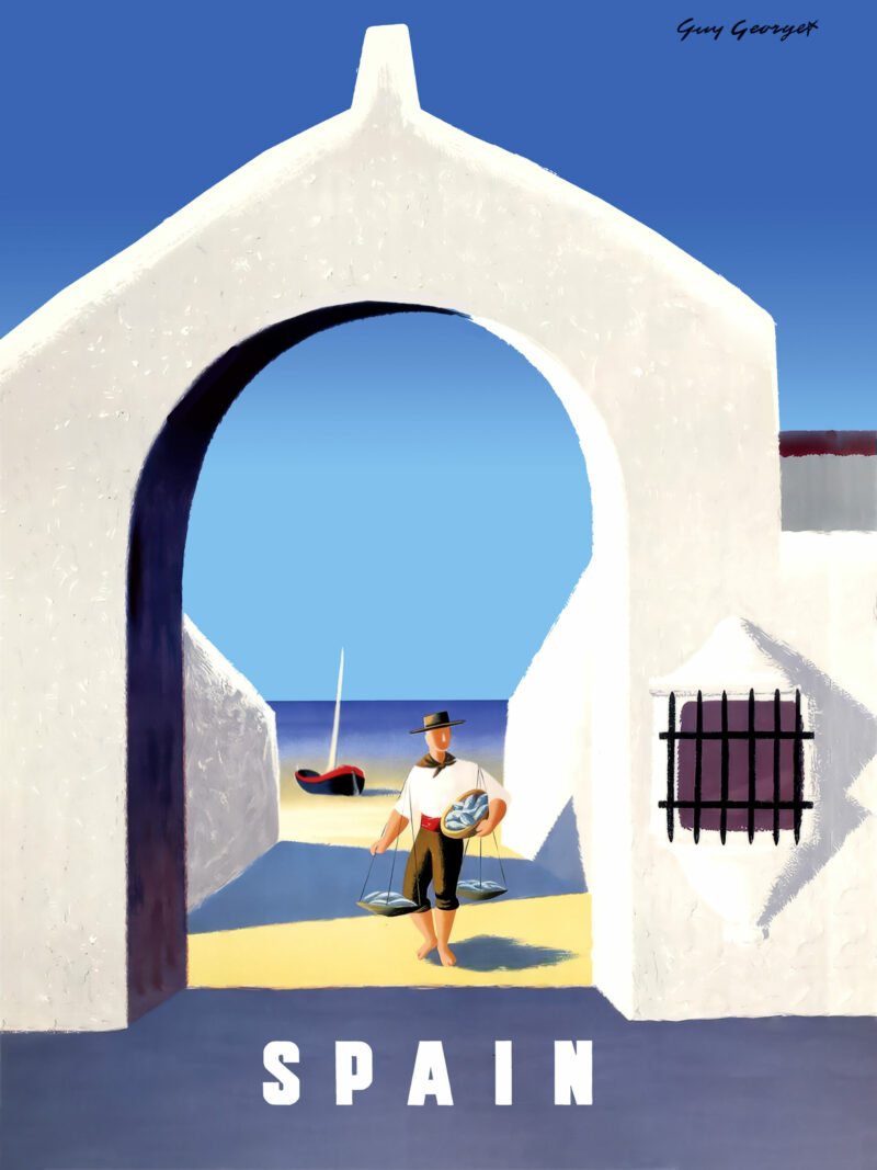 Vintage Spanish Coastal Scene Travel Poster