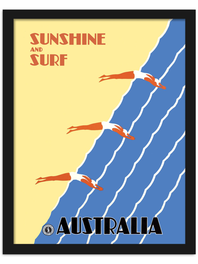 1936 Vintage Australia Surf Poster with Swimmers
