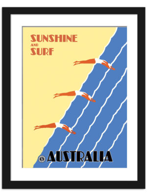 1936 Vintage Australia Surf Poster with Swimmers