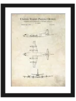 Lockheed P-3 Orion patent drawing print with vintage airplane design