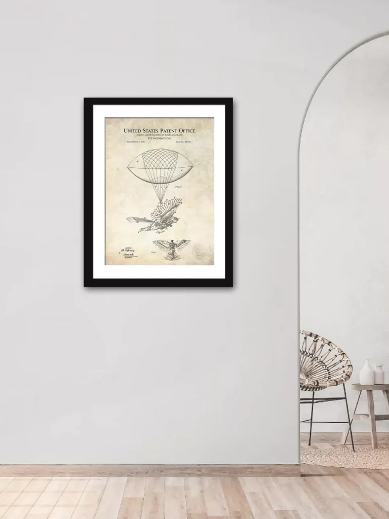 1889 vintage flying machine patent art print