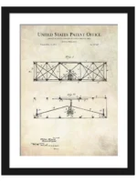 1911 Wright Brothers flying machine patent art print