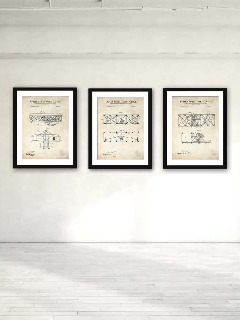 Alt Text Description: "Wright Brothers 1906 Flying Machine Patent Illustration