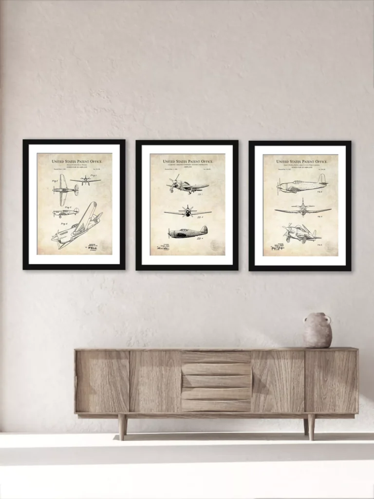 Lockheed P-3 Orion patent drawing print with vintage airplane design